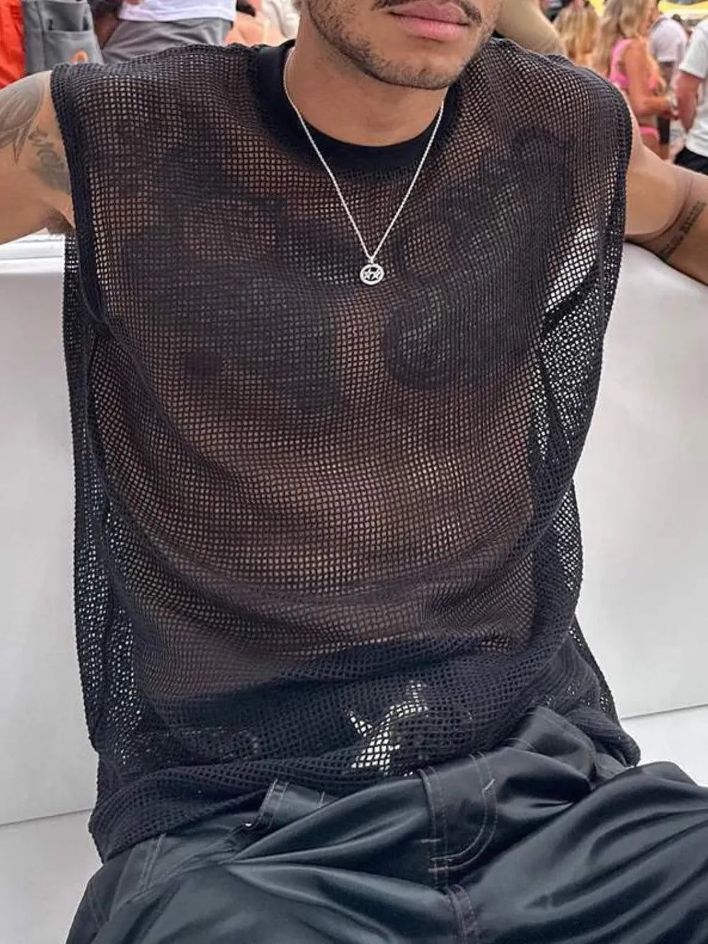 Static Mesh Sleeveless Top