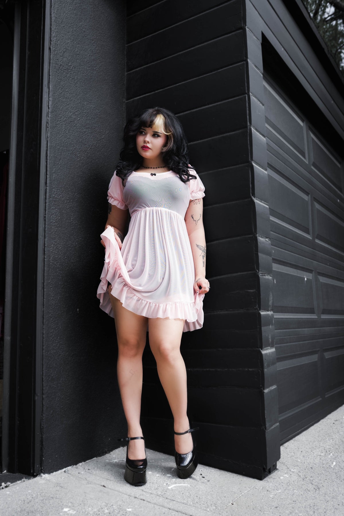 Blush Mesh Babydoll Dress
