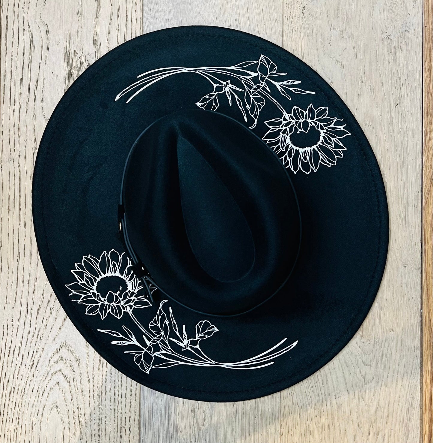 Vegan Felt Hat - XL Brim - Sunflowers
