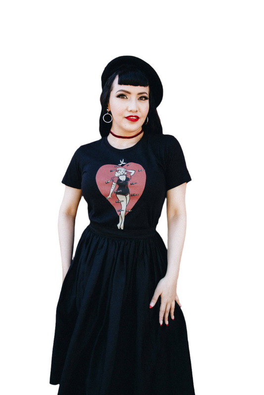 Heart Attack Fitted Tee in Black SMALL
