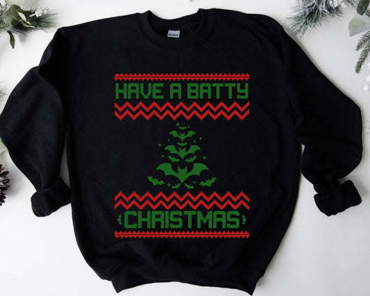 Ugly Christmas Sweater - Have A Batty Christmas - Available in T-Shirt, Pullover, Hoodie, Tank or Long Sleeve