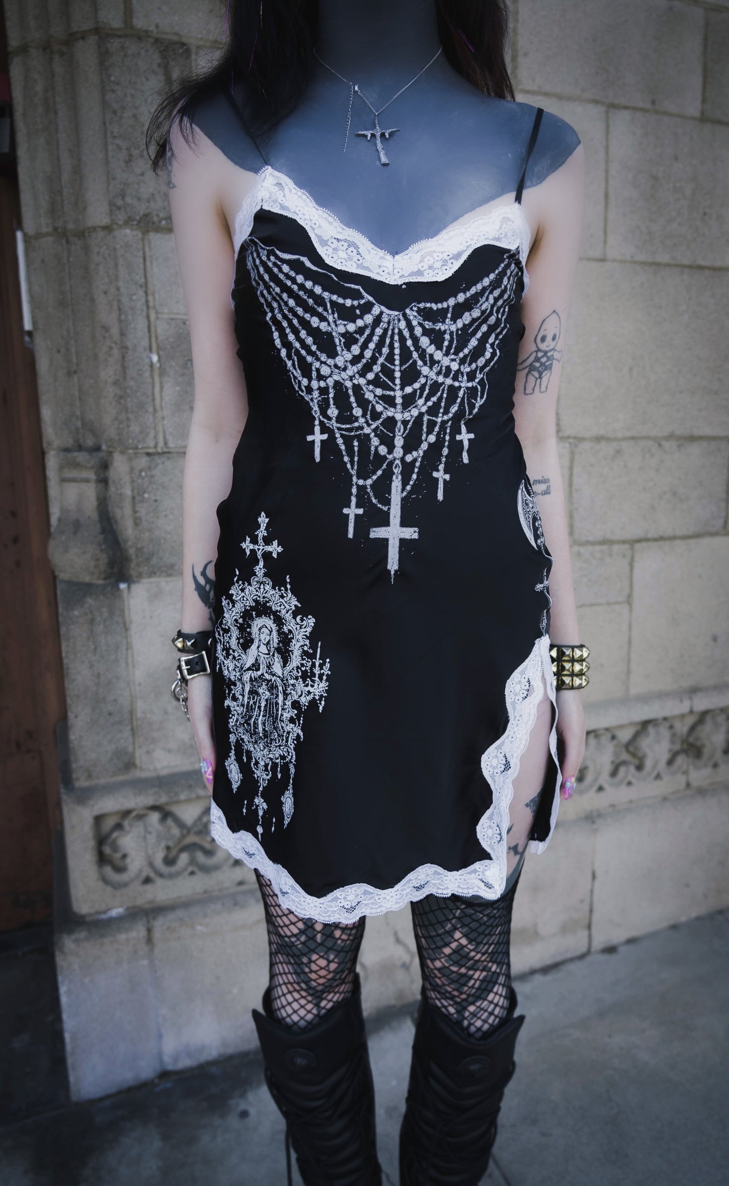 Forbidden Rosary Slip Mini Slip Dress