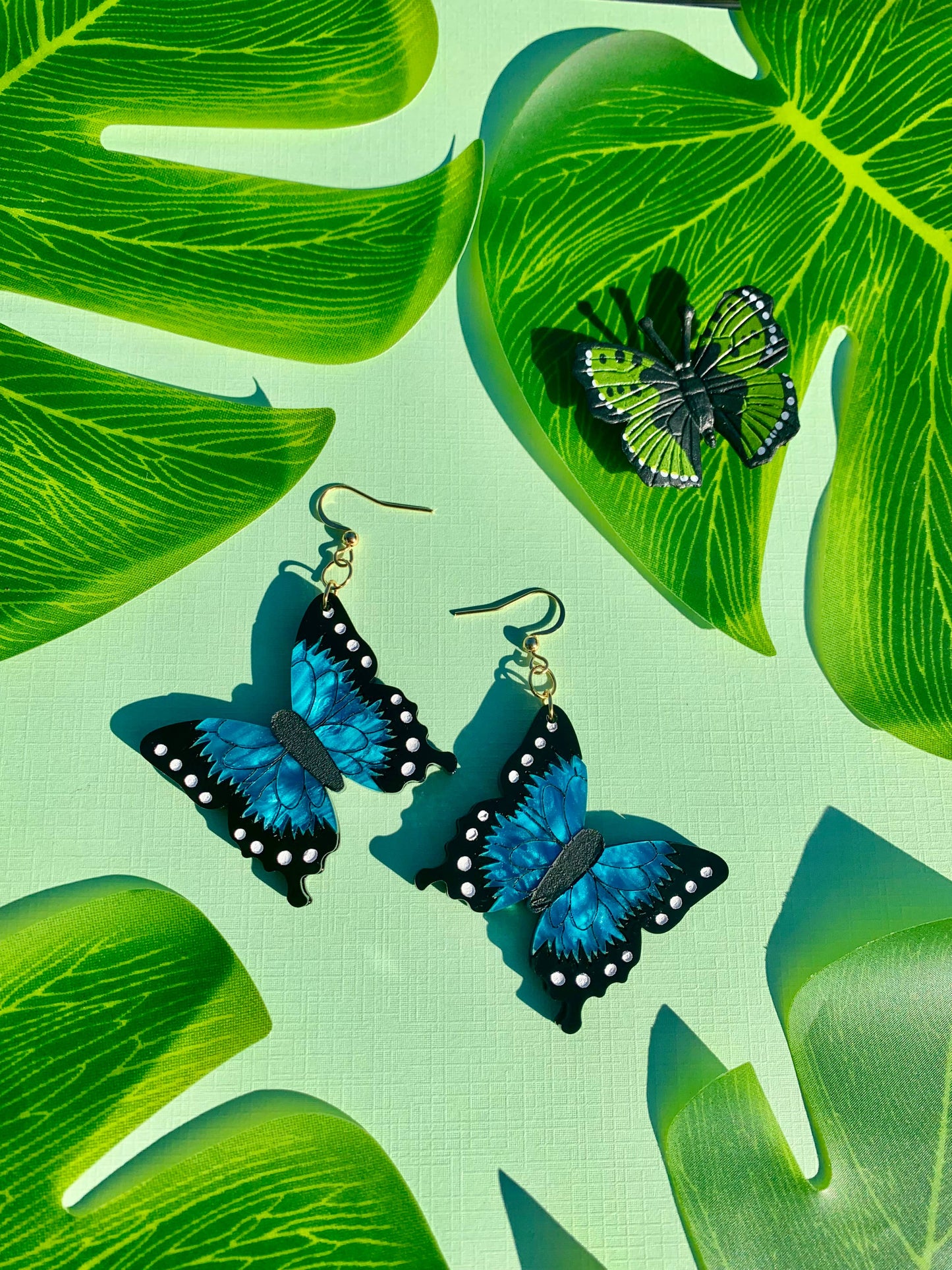 Blue Morpho Butterfly Acrylic Earrings