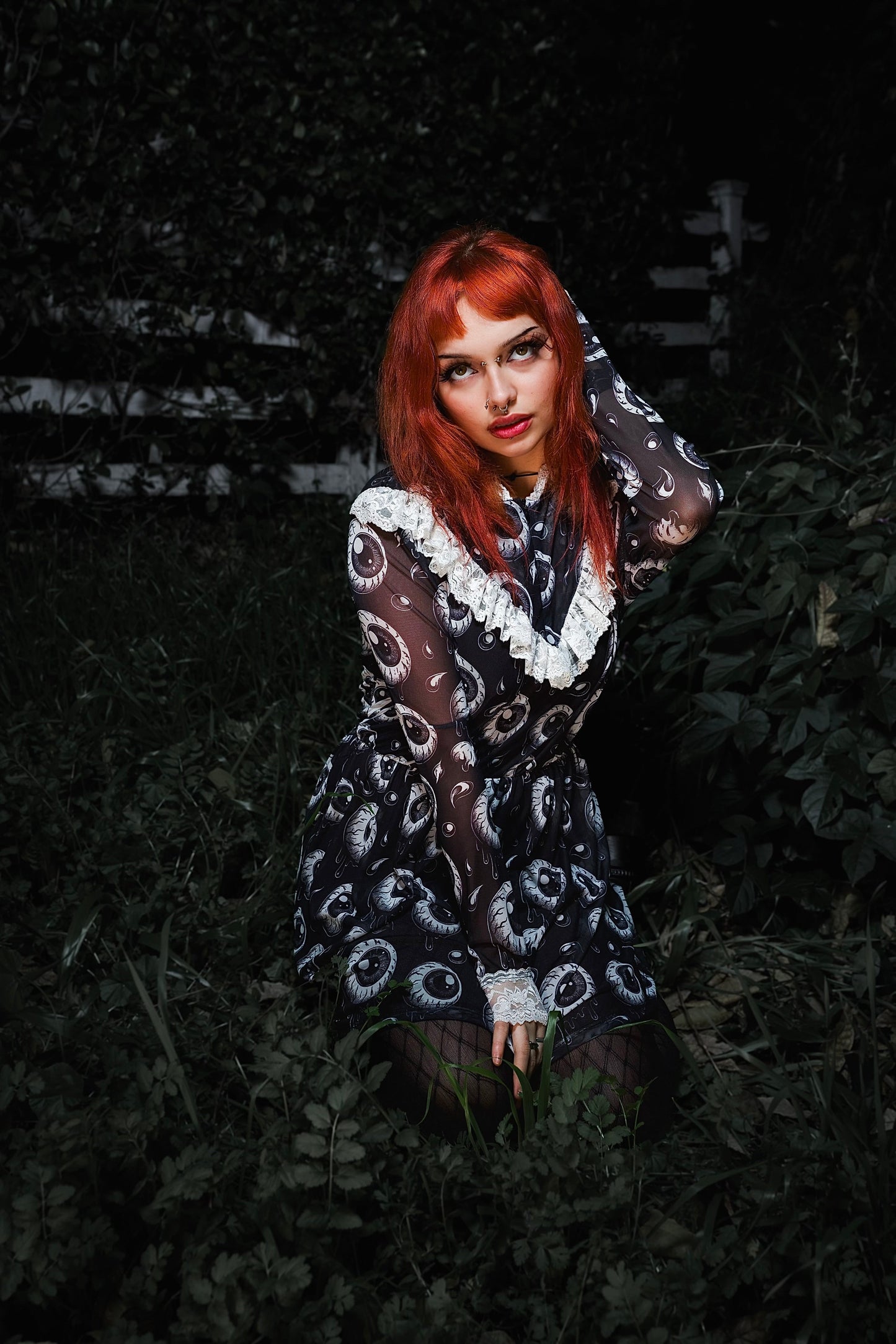 Eyeballs Print Victorian Lace Dress