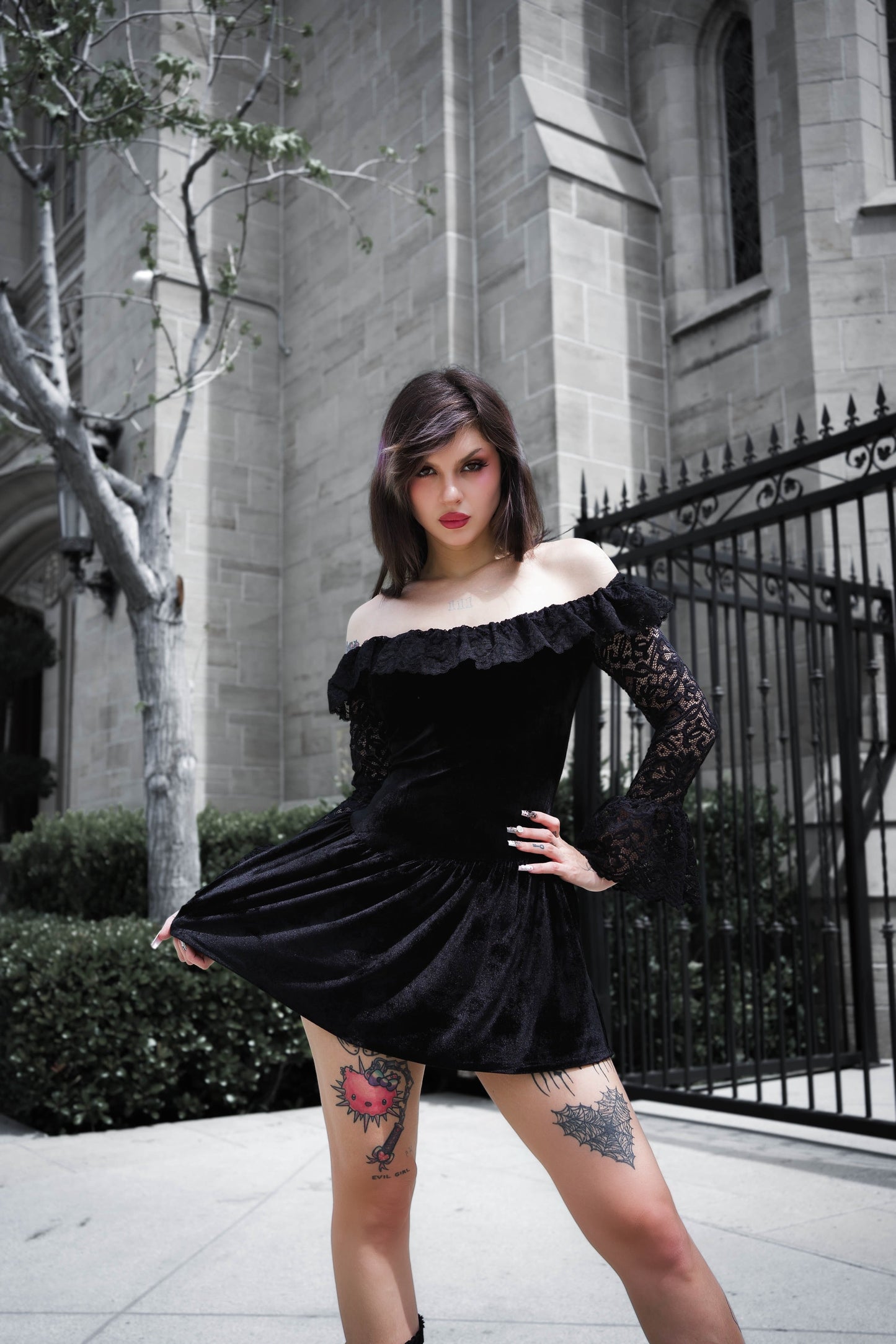 Black Widow Velvet Dress