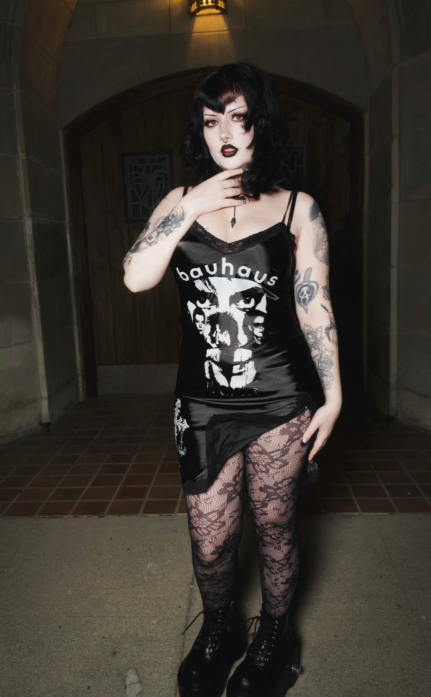 Bauhaus Mini Slip Dress (Cross)