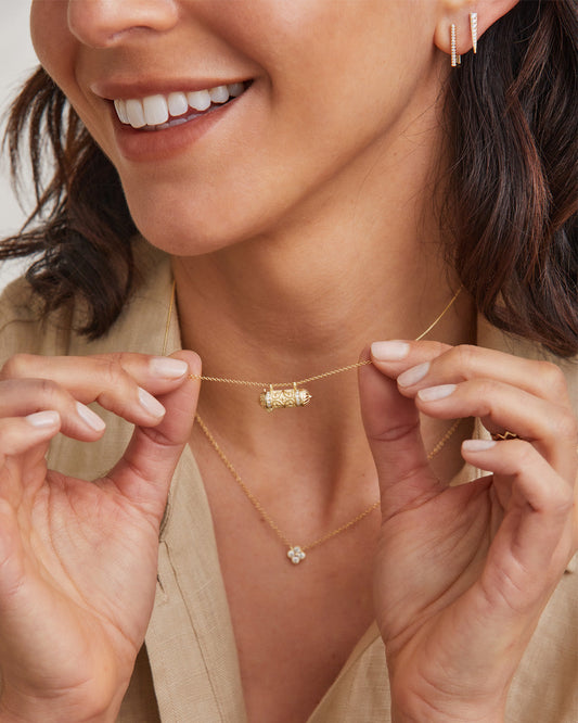 14k Gold and Diamond Amulet Necklace