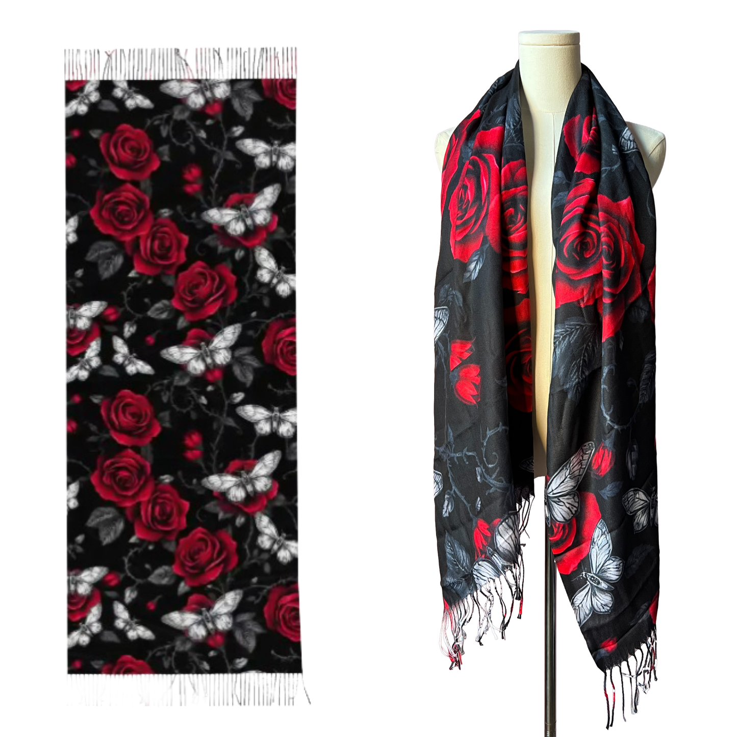 Vegan Scarf - Moth Roses