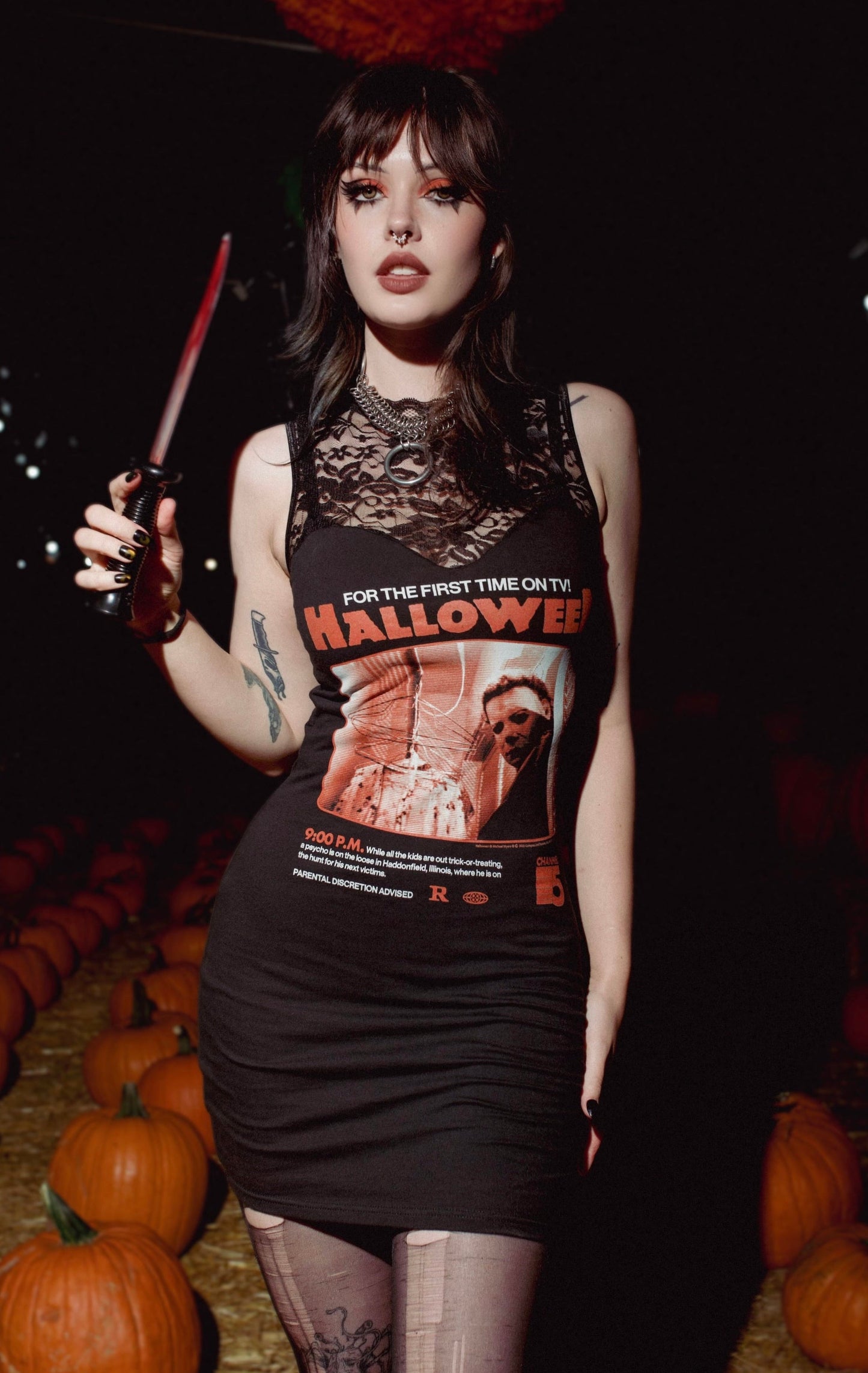 Halloween High-Neckline Lace Dress