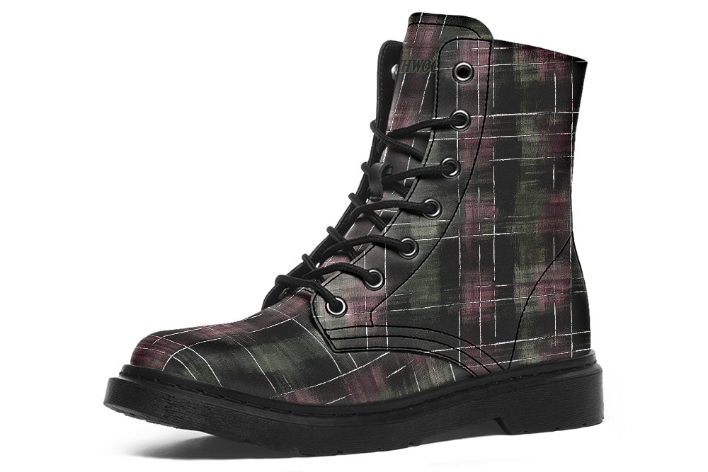 Vegan Ankle Boots - Plaid