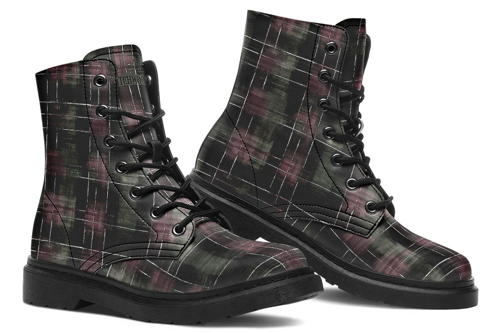 Vegan Ankle Boots - Plaid