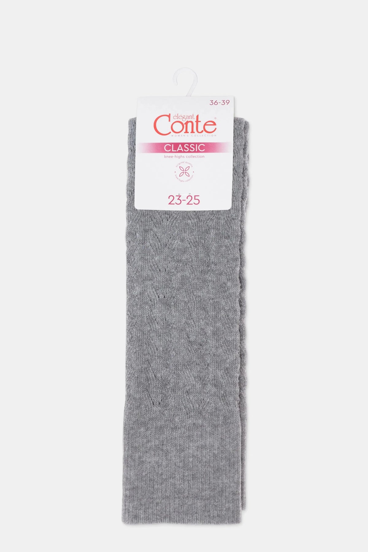 Cotton Knee Highs Conte Classic 010 - Cotton Blend and Knitted Pattern