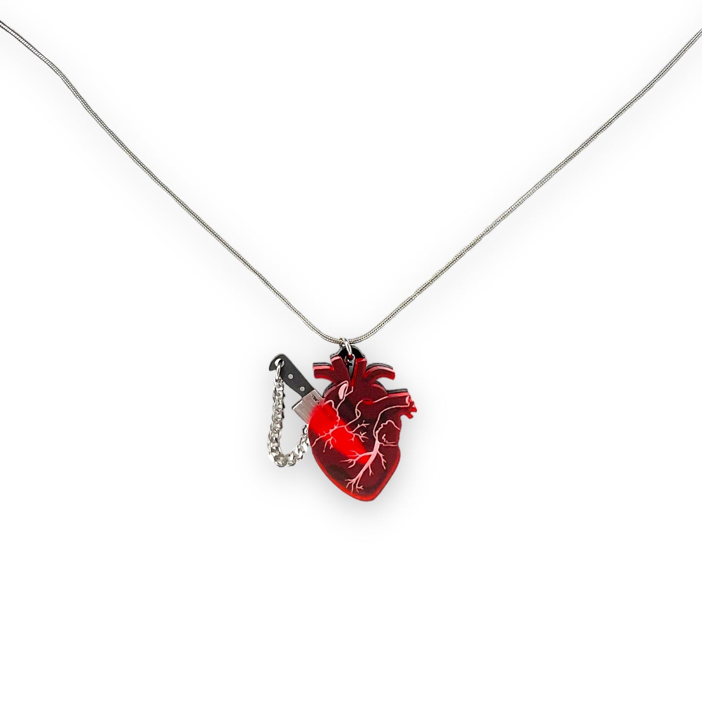Chopped Heart Necklace - Drop Dead Red