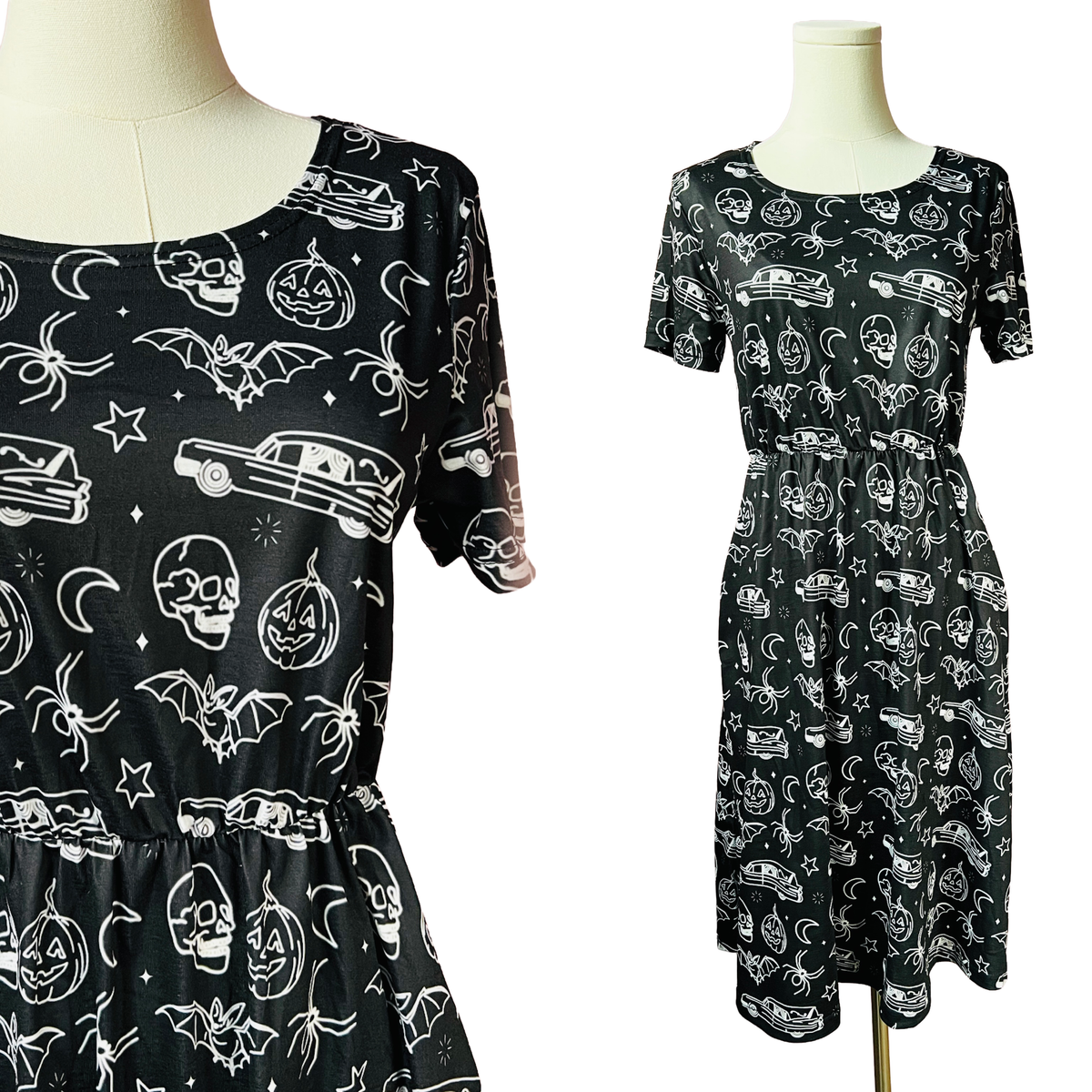 T-shirt Dress - Hearse and Halloween