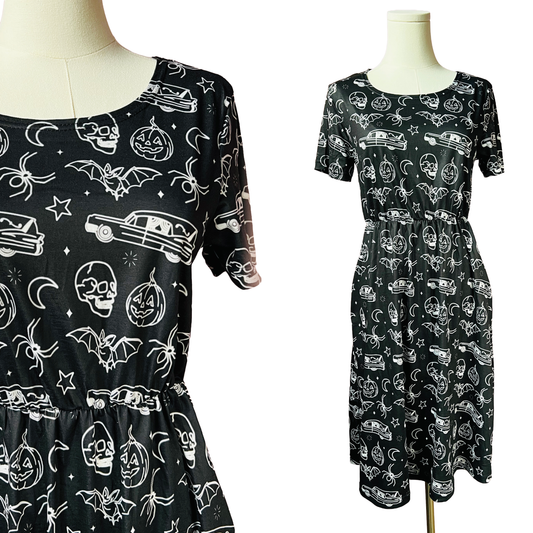 T-shirt Dress - Hearse and Halloween