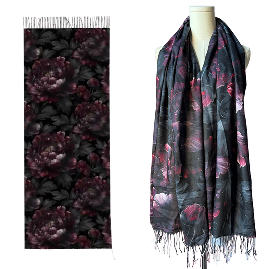 Vegan Scarf - Gothic Peonies