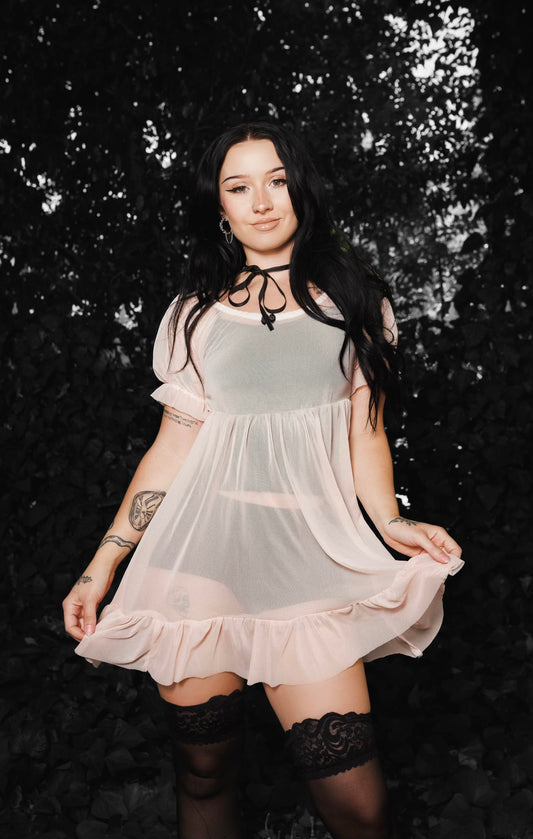 Blush Mesh Babydoll Dress
