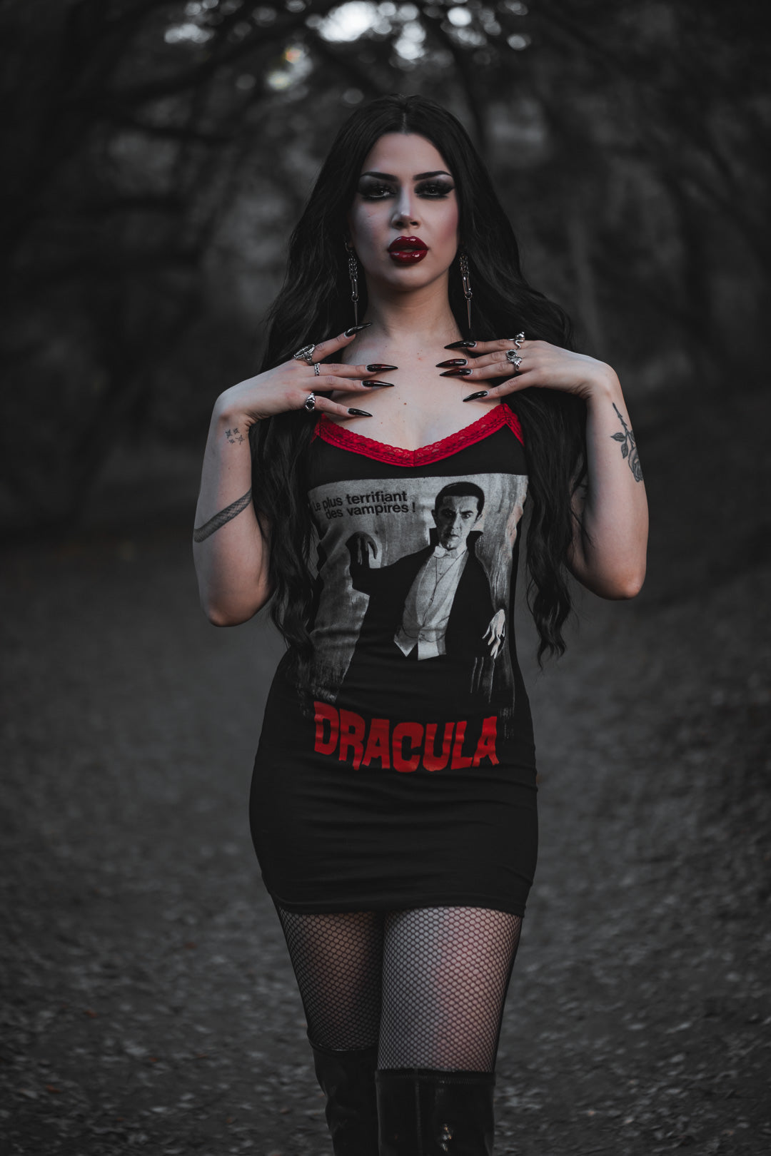 Dracula Red Lace Strap Dress