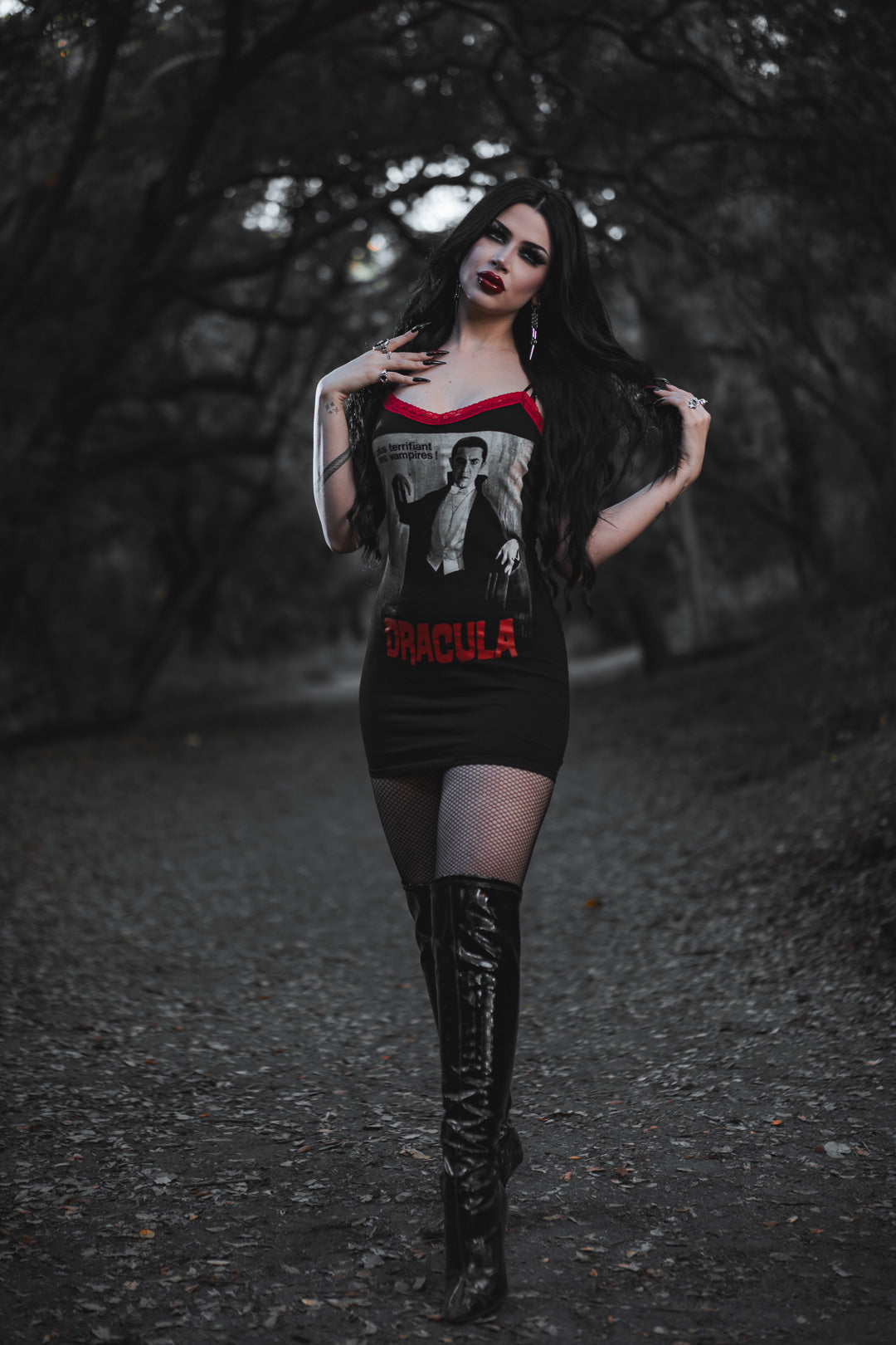 Dracula Red Lace Strap Dress