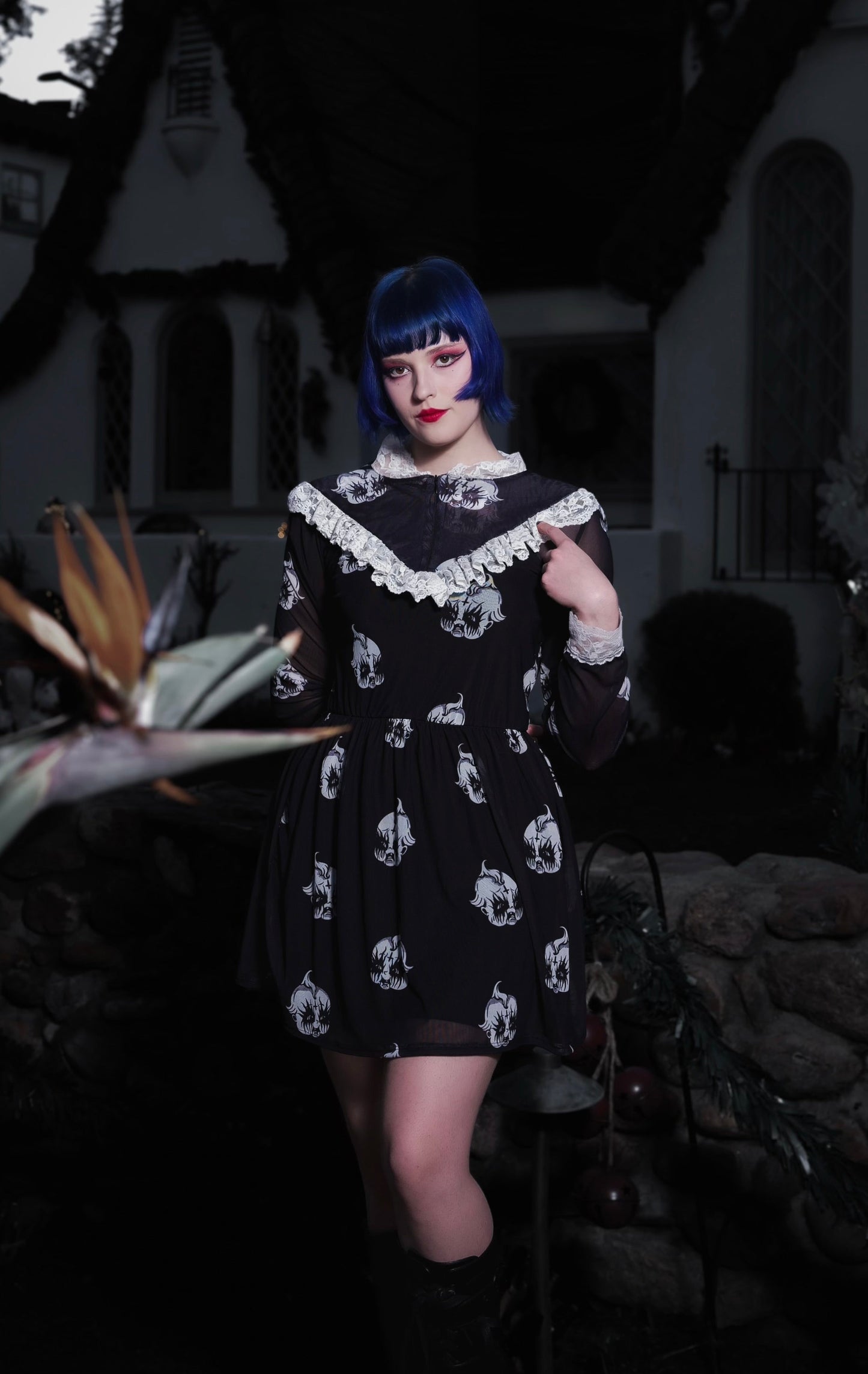 Kewpie Metal Print Victorian Lace Dress