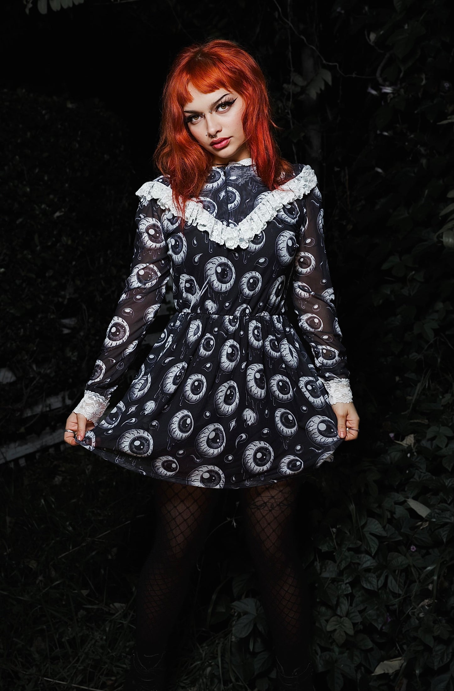 Eyeballs Print Victorian Lace Dress