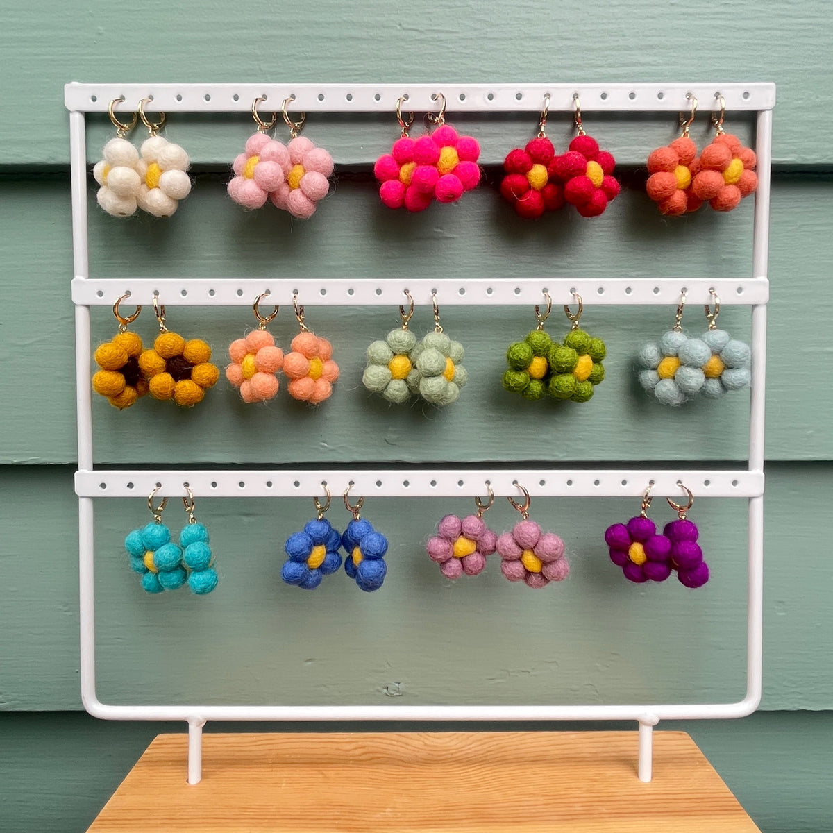 Mini Single Daisy Felt Earrings