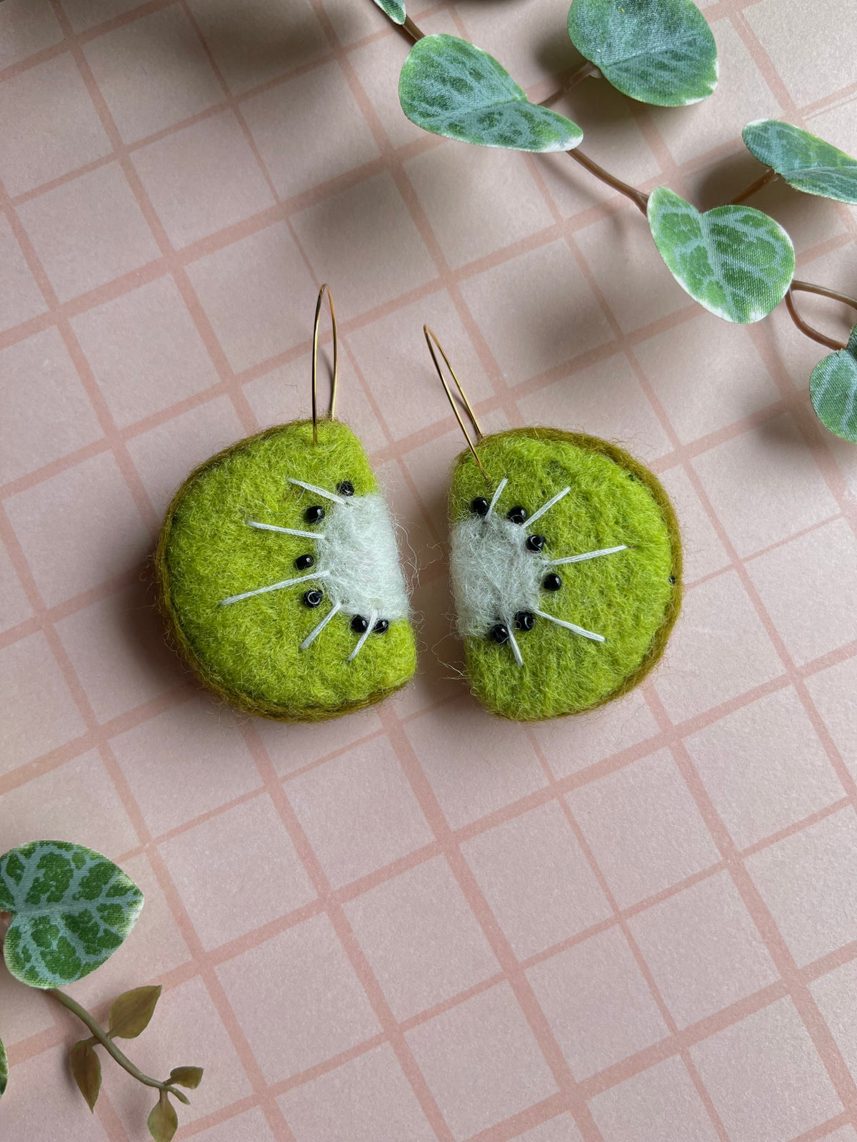 Kiwi Felt Earrings