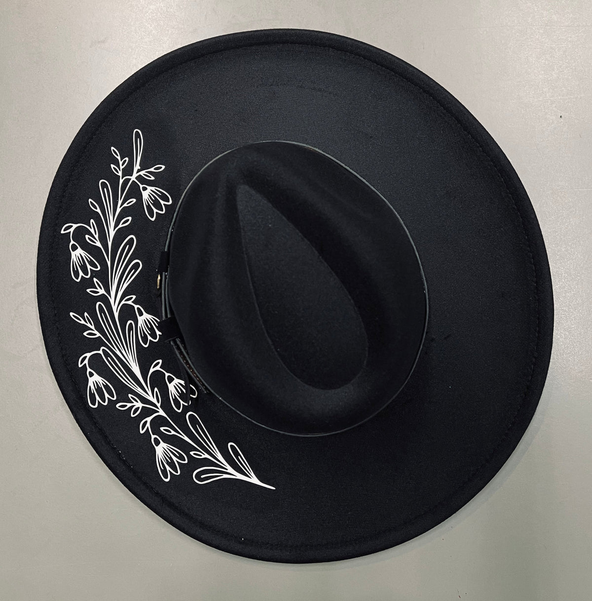 Vegan Felt Hat - XL Brim - Snowdrops