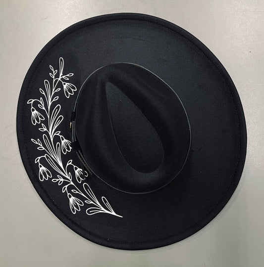 Vegan Felt Hat - XL Brim - Snowdrops