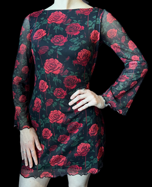 Mesh Mini Dress - Bloody Roses