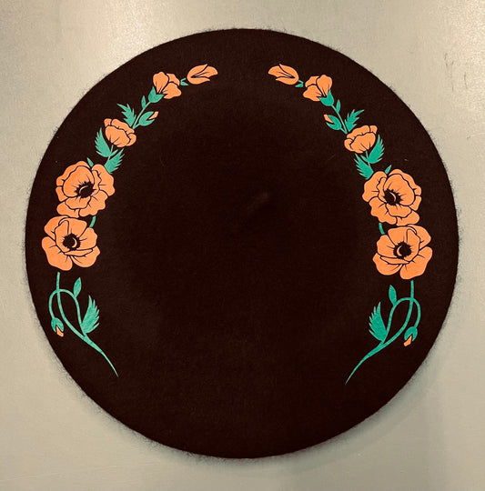 Vegan Beret - Poppies