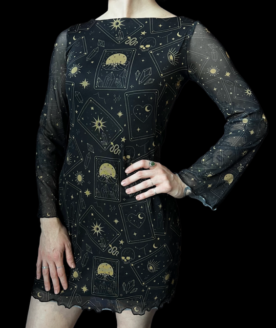 Mesh Mini Dress - Tarot Cards