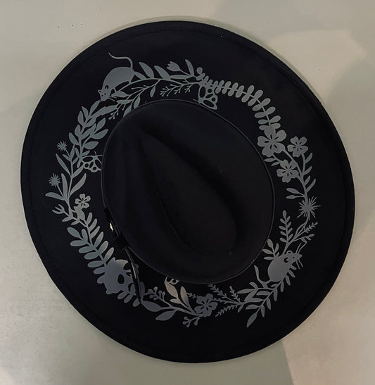 Vegan Felt Wide Brim Hat - XL Brim - Springtime Spooky
