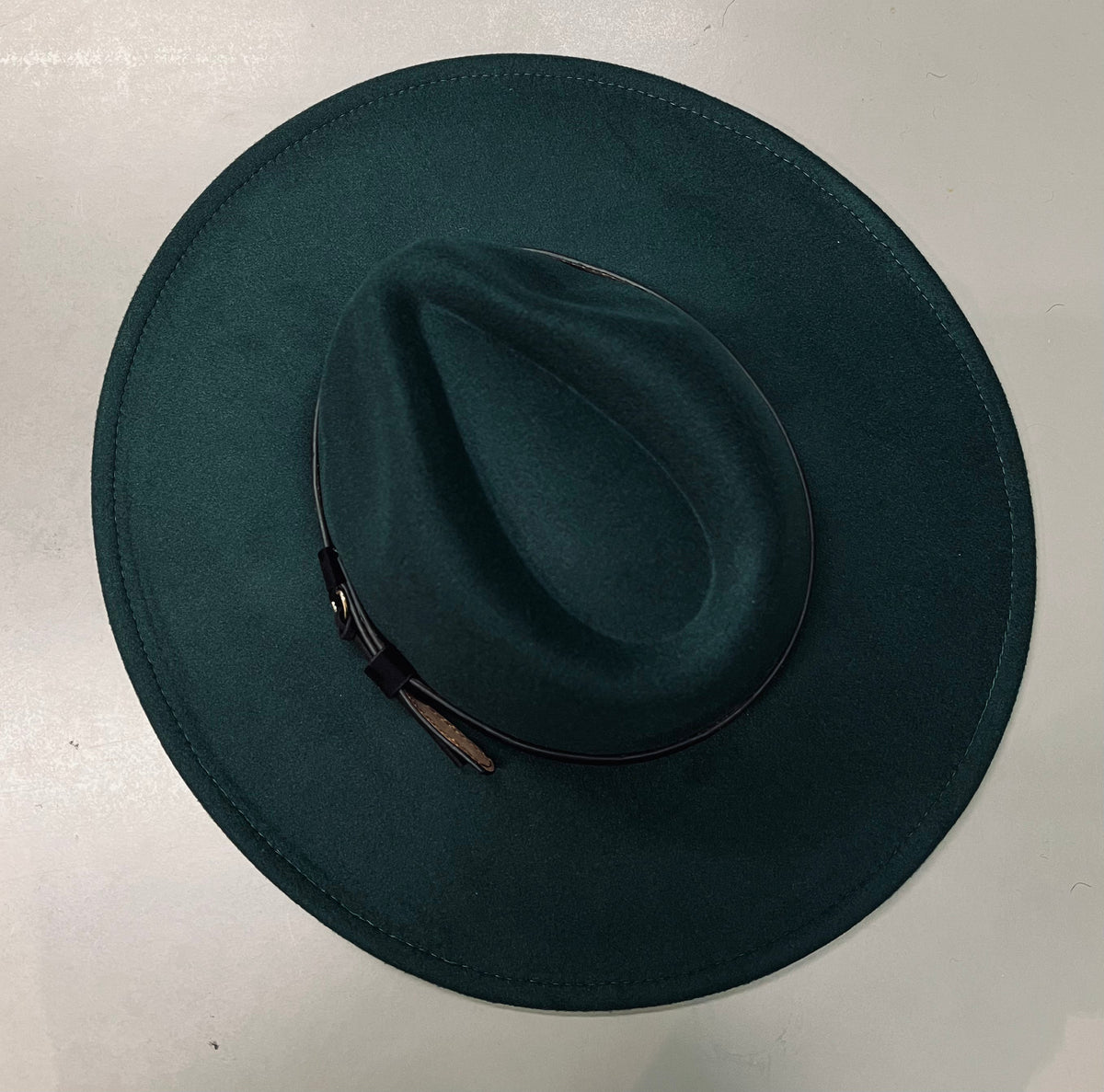 Vegan Felt Wide Brim Hat - XL - EMERALD - Plain