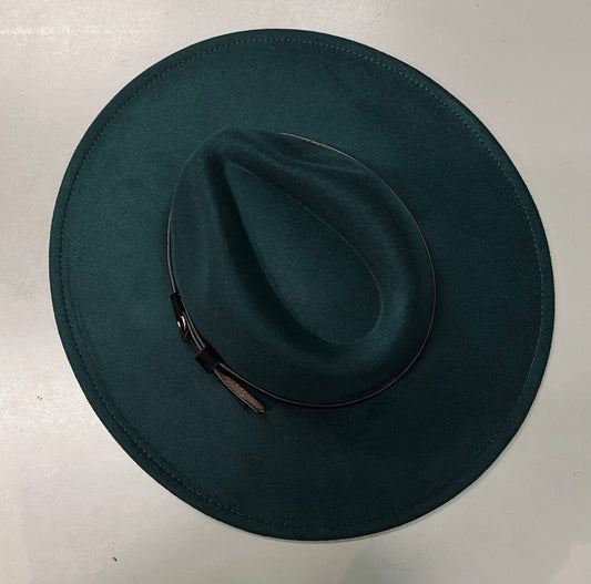 Vegan Felt Wide Brim Hat - XL - EMERALD - Plain