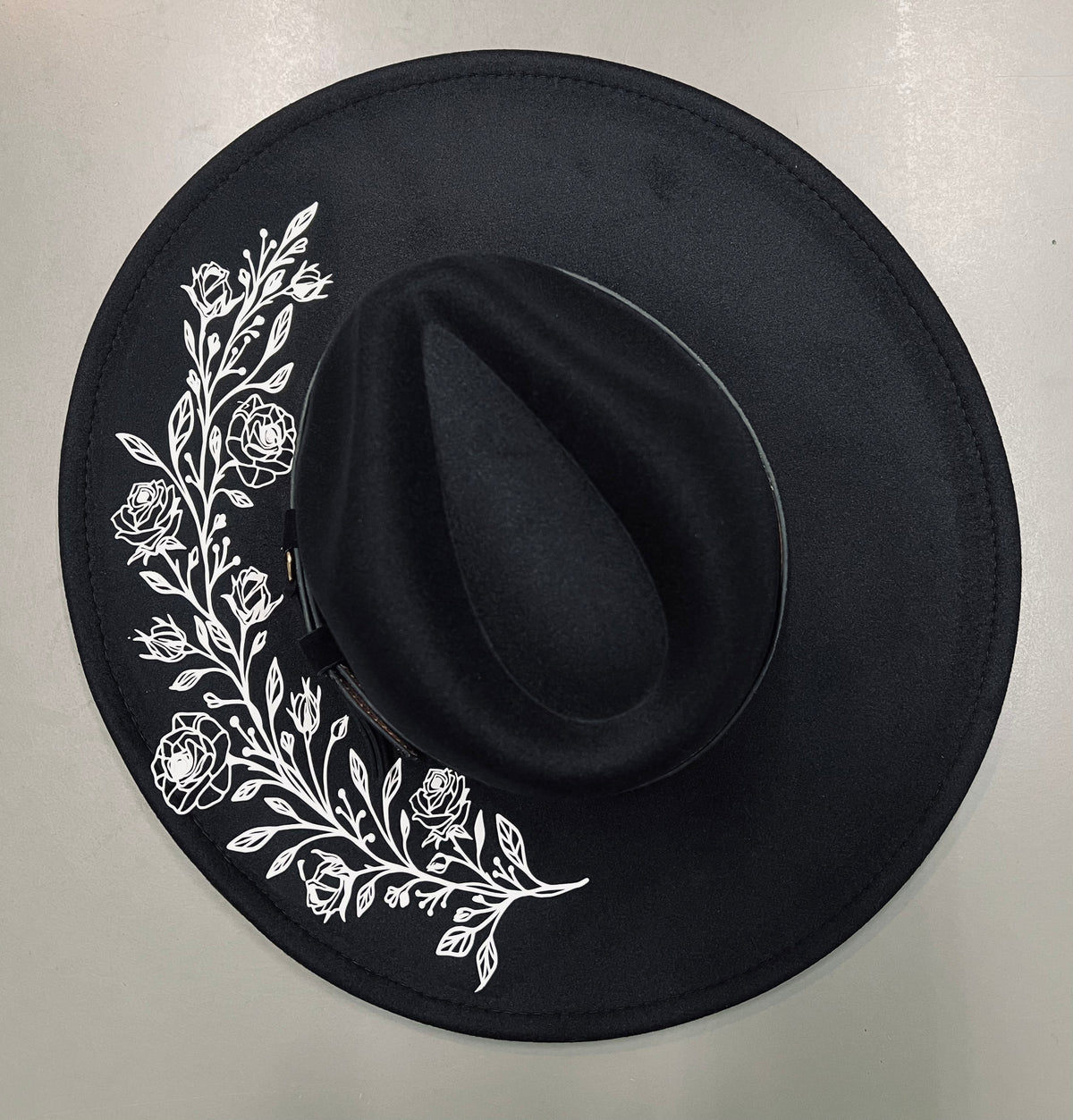 Vegan Felt Hat - XL Brim - Roses