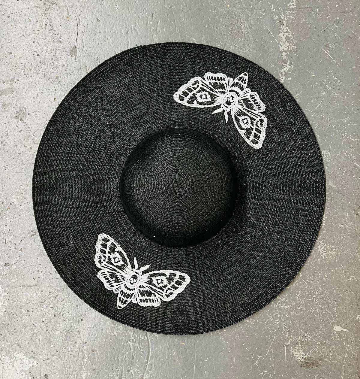 Floppy Sun Hat - XL Brim - Black Death Moth