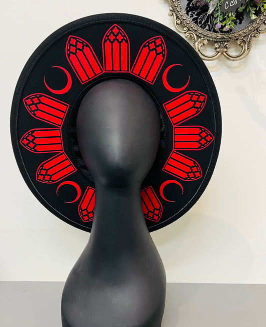 Vegan Felt Wide Brim Hat - XL Brim - Crimson Cathedrals