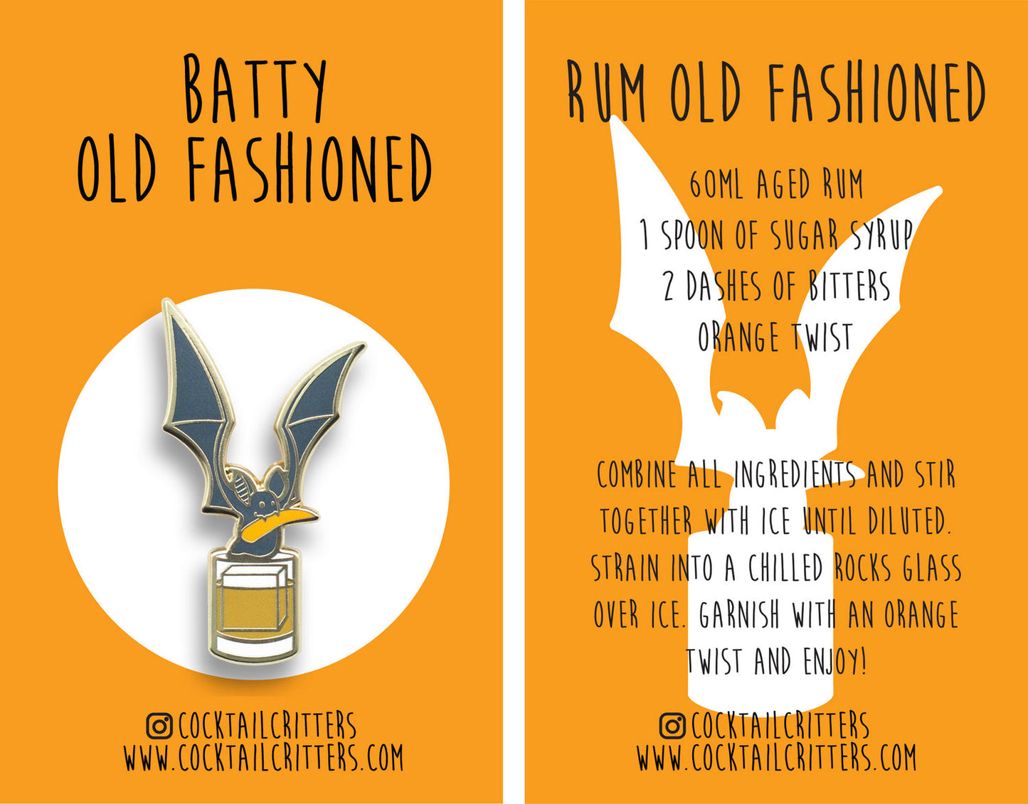 Bat x Rum Old Fashioned Pin