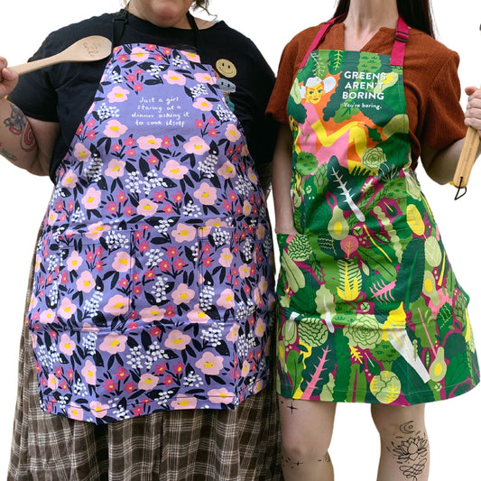 Green Aren't Boring You're Boring Funny Cooking Apron | Unisex 2 Pockets Adjustable Strap 100% Cotton | Vegetarian Gift | BlueQ at GetBullish