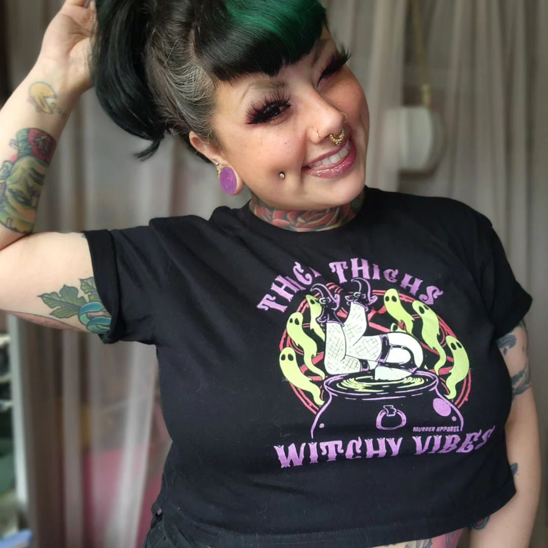 Thick Thighs Witchy Vibes Crop Top