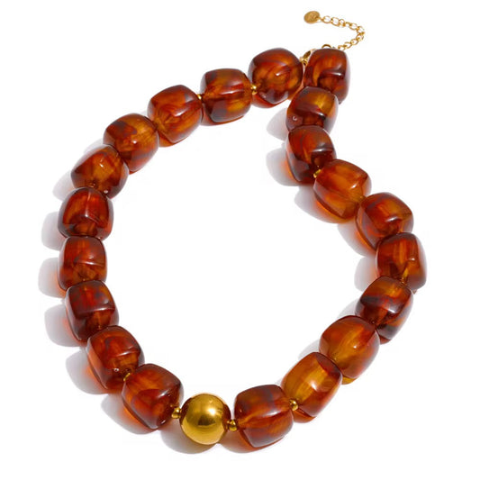 Pebbles Brown Beaded Necklace