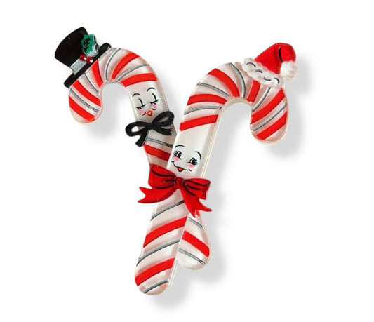 Candy Cane Couple Brooch by 50's Vintage Dame x Lipstick & Chrome