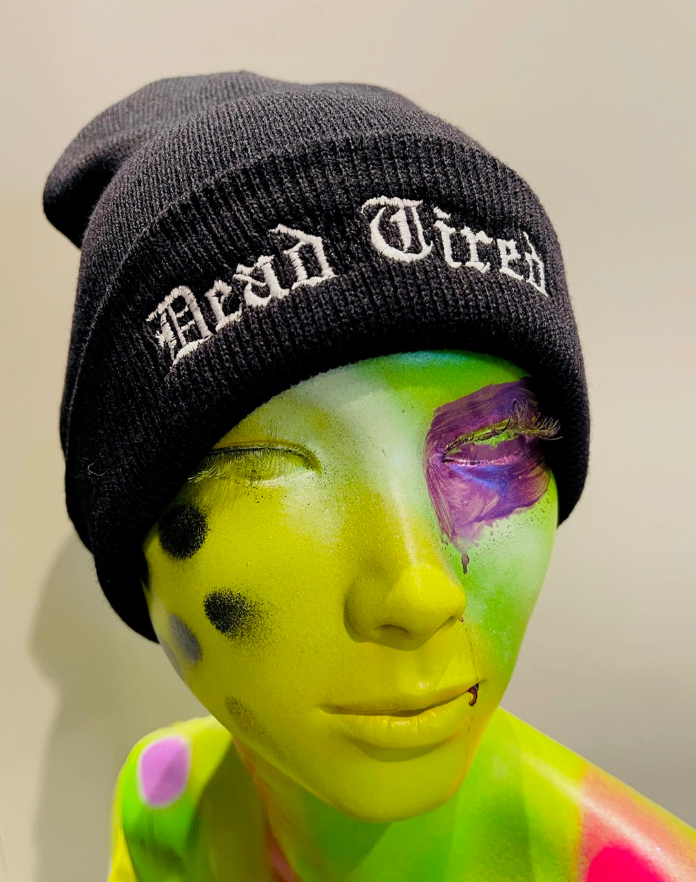 Vegan Beanie - "Dead Tired" - READY TO SHIP