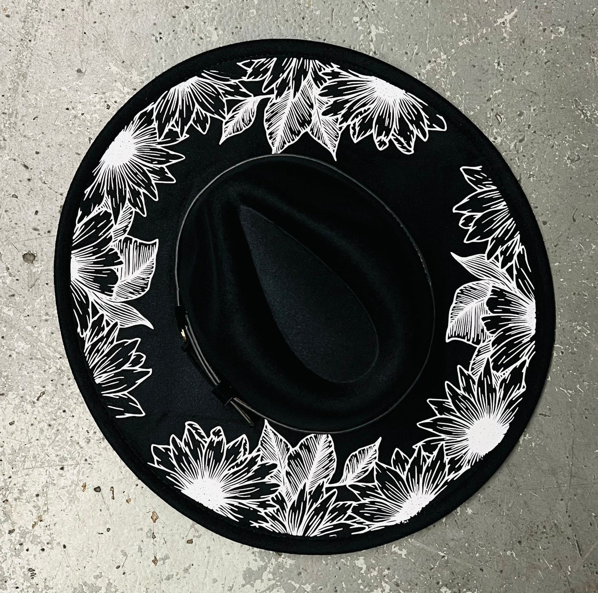 Vegan Felt Wide Brim Hat - XL Brim - Sunflowers