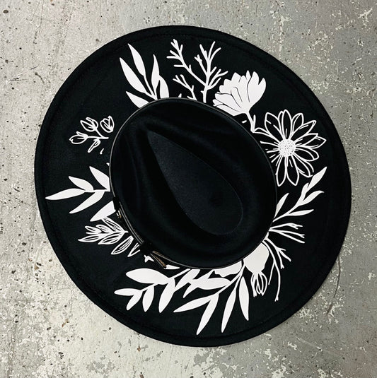 Vegan Felt Wide Brim Hat - XL Brim - Leaf Crown
