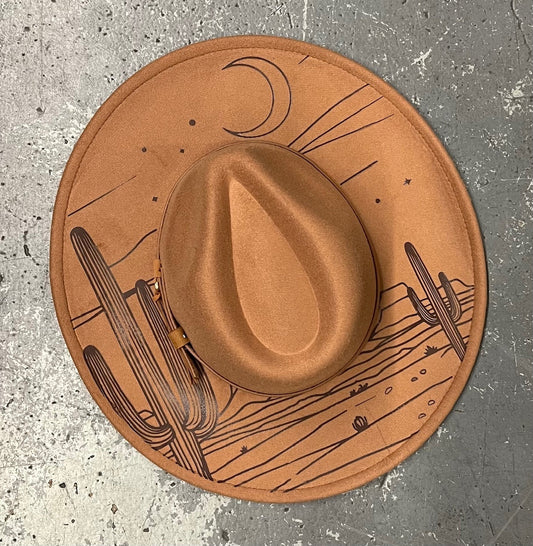 Vegan Felt Wide Brim Hat - XL Brim - Caramel - Moonlit Desert