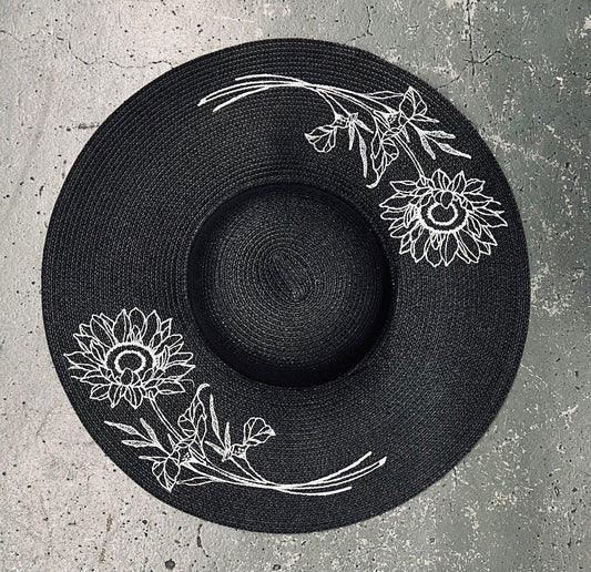 Floppy Sun Hat - XL Brim - Sunflowers