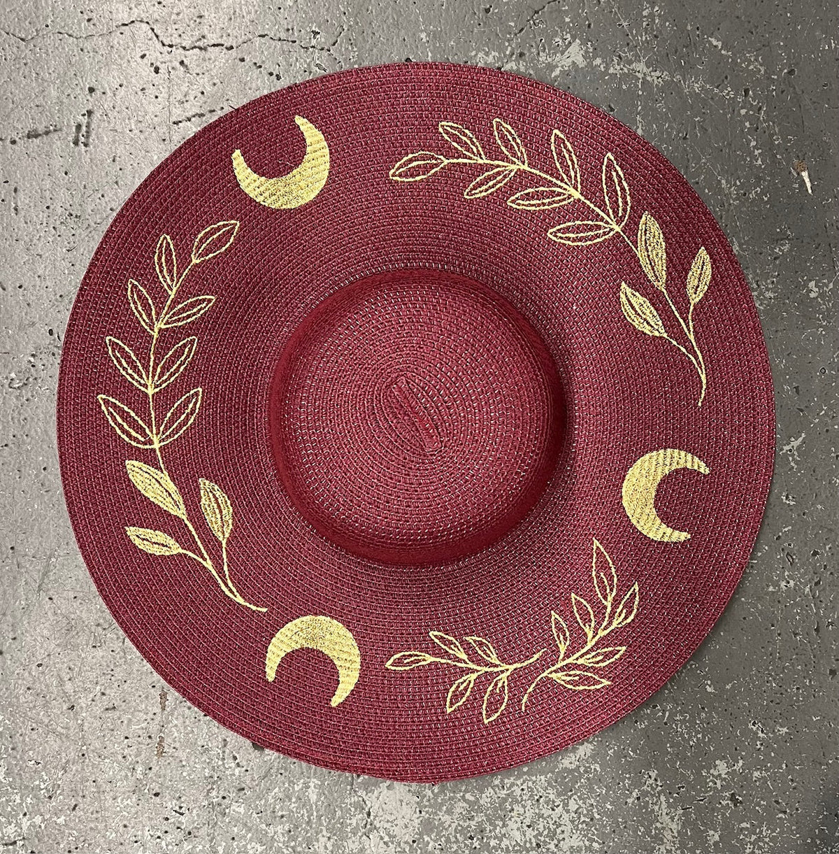 Floppy Sun Hat - XL Brim - Burgundy Fern Moon