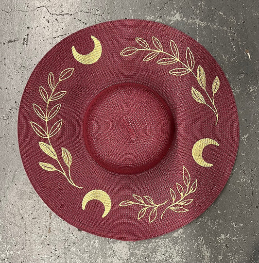 Floppy Sun Hat - XL Brim - Burgundy Fern Moon